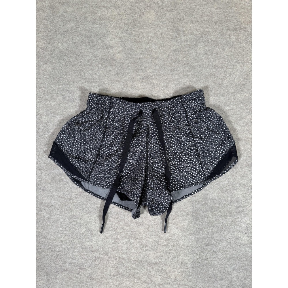 Lululemon Running Shorts Womens 4 Black Lined Zip Pocket Split Hem Athletic